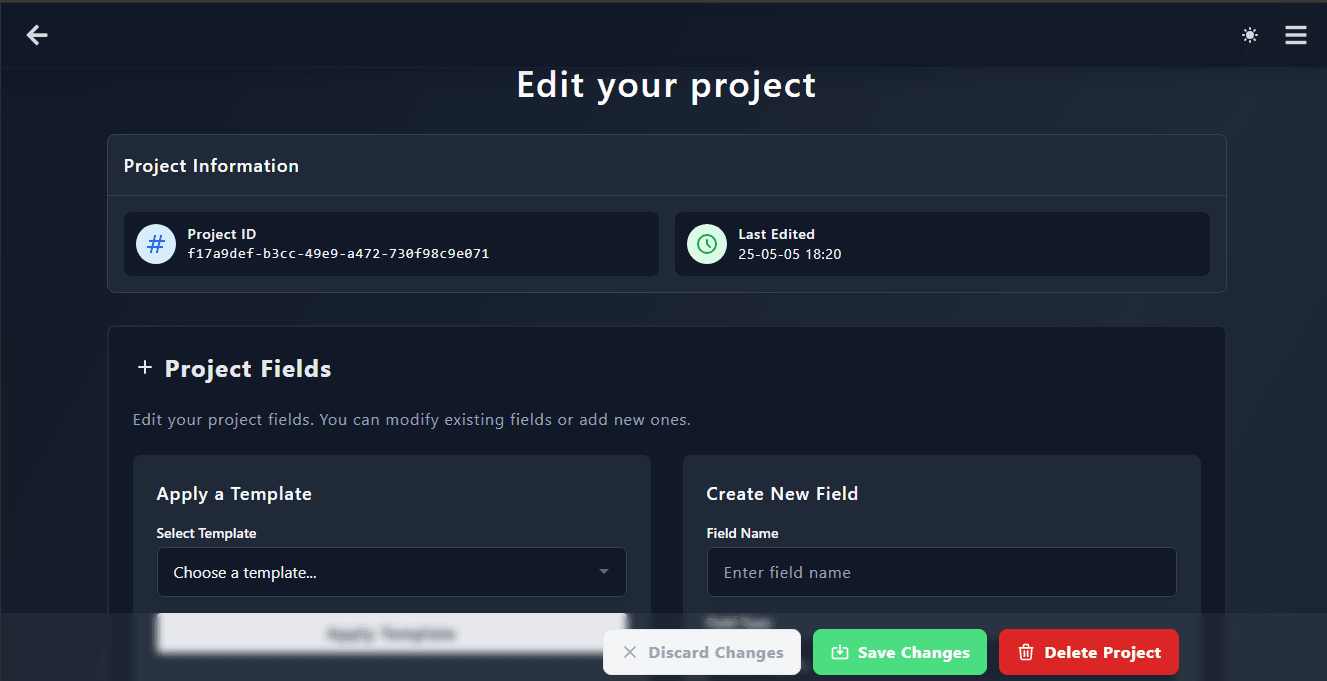 Edit page interface